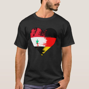 German and Syrian Heart Heritage Flag T-Shirt