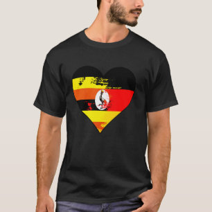 German and Ugandan Heart Heritage Flag T-Shirt