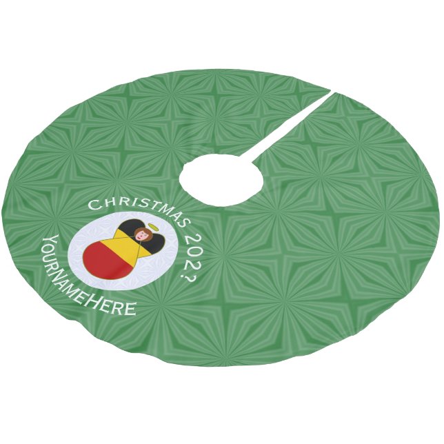 German Angel Christmas Flag Personalised  Brushed Polyester Tree Skirt (Angled)