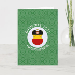 German Angel Christmas Flag Personalised  Card