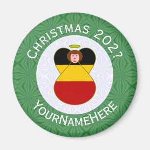 German Angel Christmas Flag Personalised  Magnet