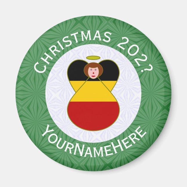 German Angel Christmas Flag Personalised  Magnet (Front)