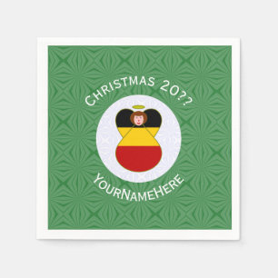 German Angel Christmas Flag Personalised Napkin