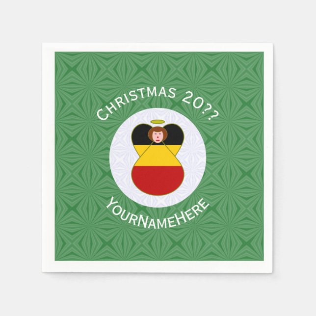 German Angel Christmas Flag Personalised  Napkin (Front)