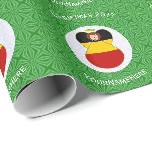 German Angel Christmas Flag Personalised  Wrapping Paper