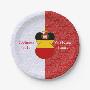 German Angel Red Hair Dressed in Flag Paper Plate