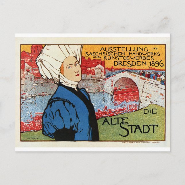 German artisanic art expo Dresden 1896 Postcard (Front)