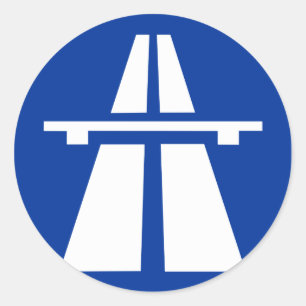 German Autobahn Sign Classic Round Sticker
