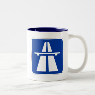 German Autobahn Sign Two-Tone Coffee Mug