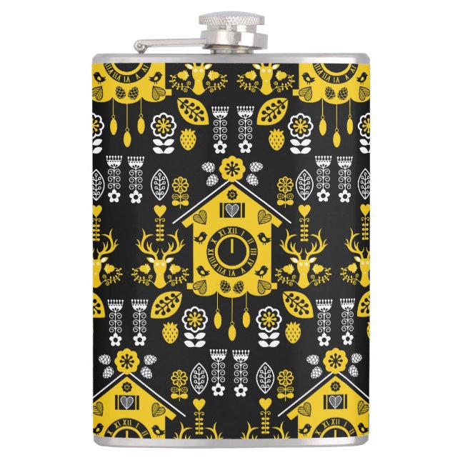 German Bauernmalerei Folk Art Hip Flask (Front)