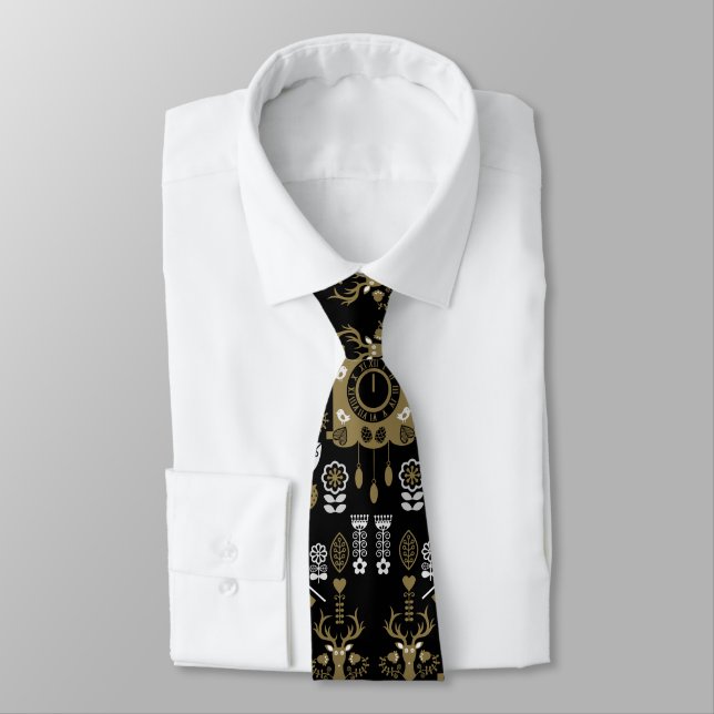 German Bauernmalerei Folk Art Tie (Tied)