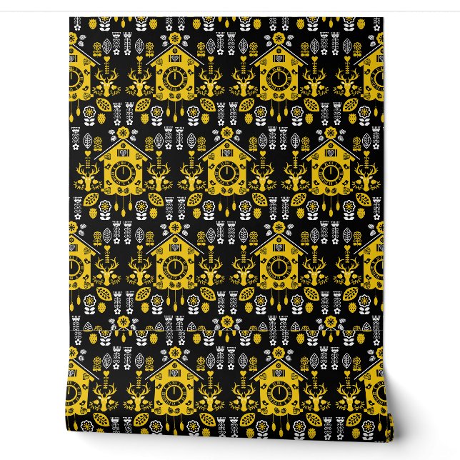 German Bauernmalerei Folk Art Wallpaper (Unrolling)