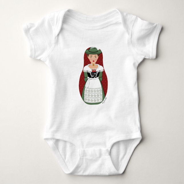German, Bavarian Matryoshka Baby Bodysuit (Front)