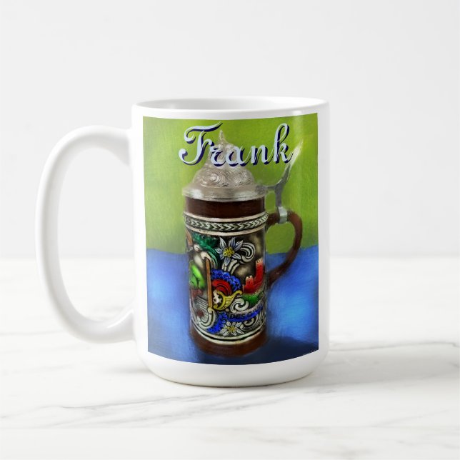 German Beer Stein w/Hinged Lid Personalised (Left)
