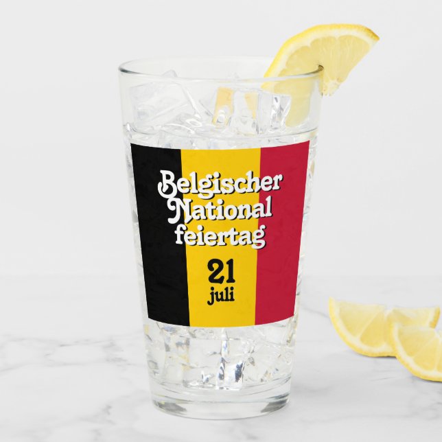 German Belgischer Nationalfeiertag Belgian Flag Glass (Back Ice)