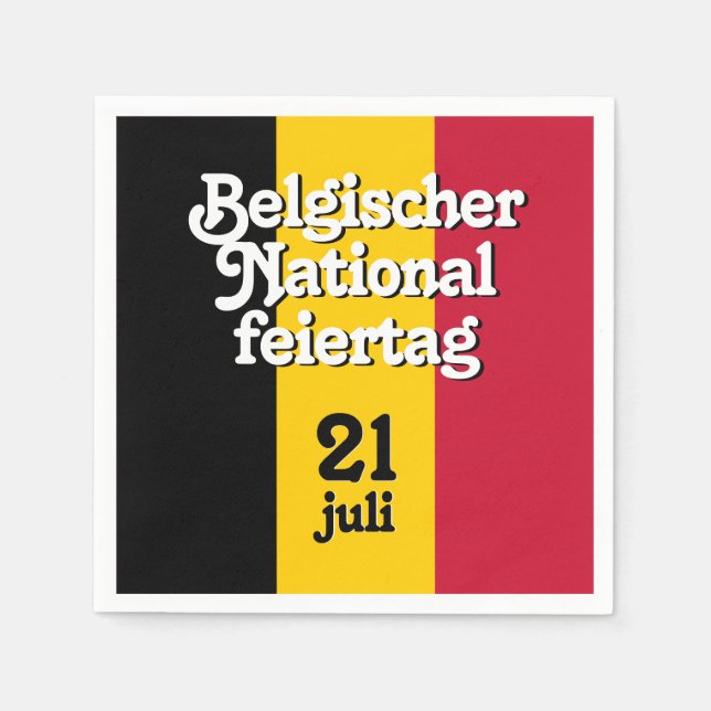 German Belgischer Nationalfeiertag Belgian Flag Napkin (Front)