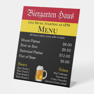 German Biergarten Oktoberfest Menu Pedestal Sign