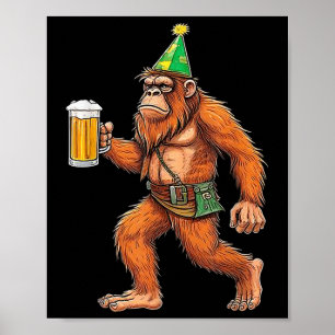 German Bigfoot Sasquatch Beer Lederhose Funny _1  Poster