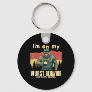 German Bigfoot Sasquatch Funny Retro Lederhose Key Ring