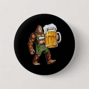German Bigfoot Sasquatch Lederhose Funny  6 Cm Round Badge