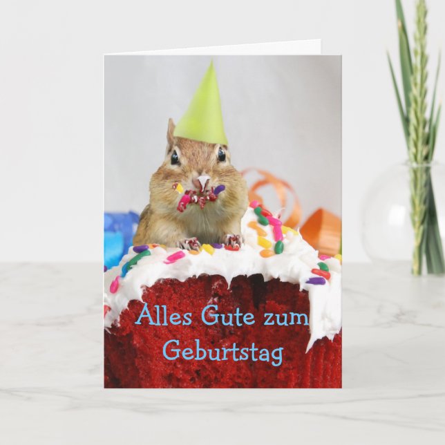 German Birthday Chipmunk Card (Front)