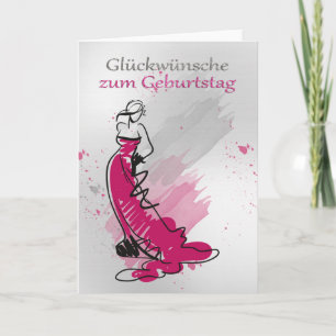 German Birthday Greeting With Female In A Stylish Card