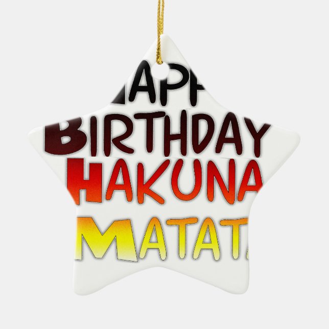 German Birthday Hakuna Matata Art Print Ceramic Tree Decoration (Front)
