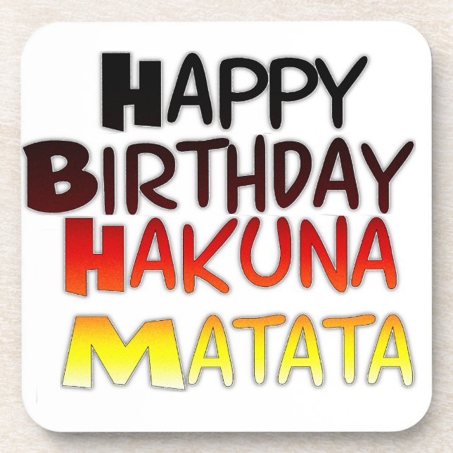 German Birthday Hakuna Matata Art Print Coaster (Front)