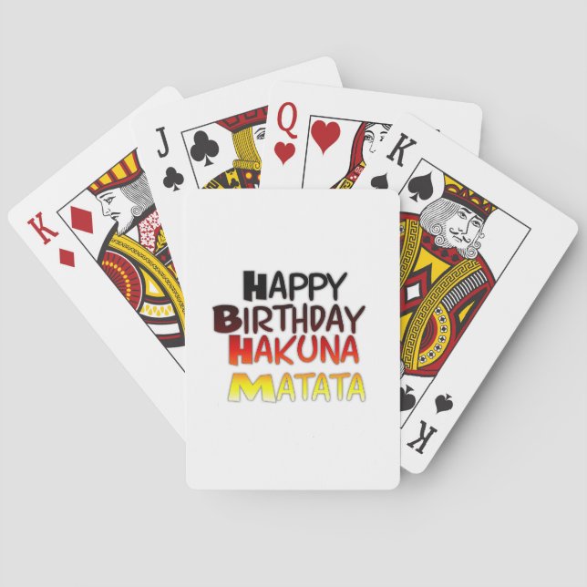 German Birthday Hakuna Matata Art Print Playing Cards (Back)