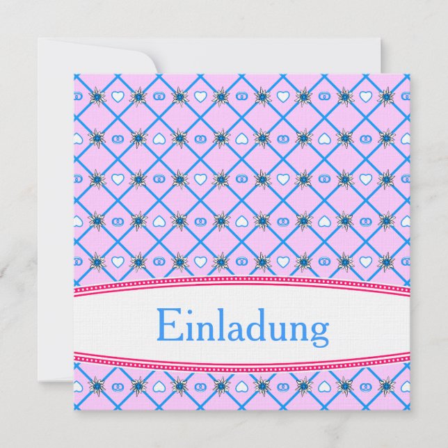 German Birthday Invitation red blue bavaria light (Front)