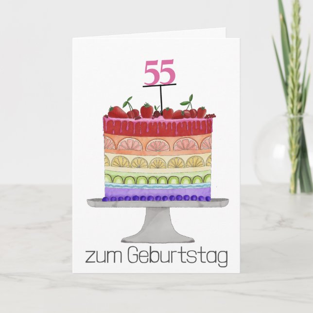 German Birthday Rainbow Colour Pride Cake Card (Front)