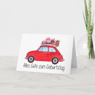 German Birthday Retro Fiat 500 Card