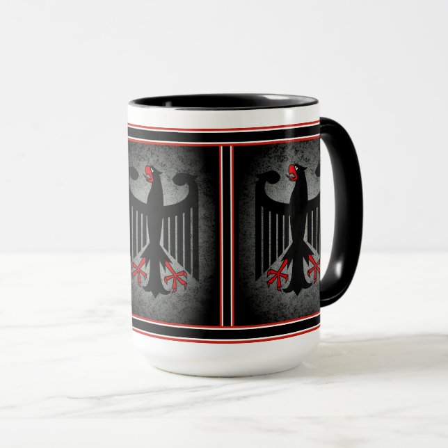 German, black eagle of German flag, Germany 15oz Mug (Front Right)