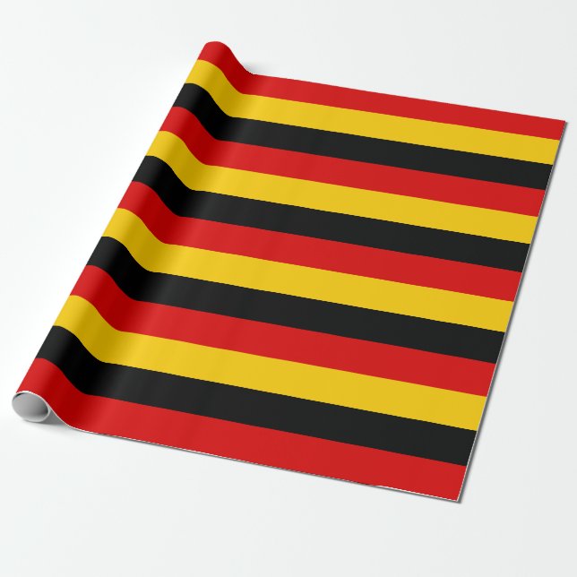German Black Red Gold 2.3" Stripes for 7" boxes Wrapping Paper (Unrolled)