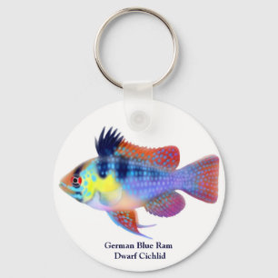 German Blue Ram Dwarf Cichlid Keychain