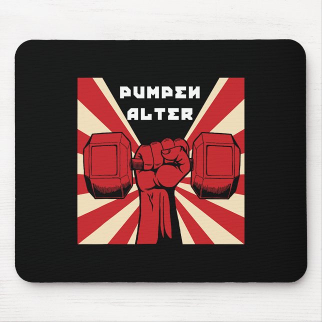 German Bodybuilding Workout Gym Propaganda  Mouse Mat (Front)