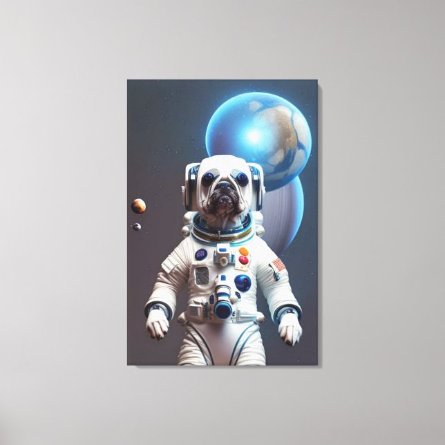 German Boxer Astronaut Canvas Print (Front)