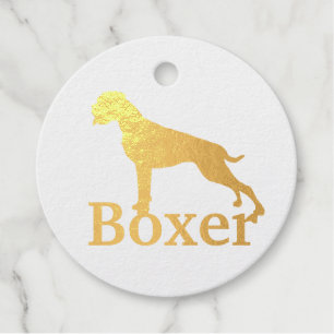 German Boxer Dog Classic Cool Silhouette Rubber St Favour Tags