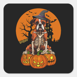 German Boxer Dog Halloween Square Sticker