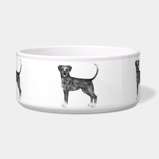 German Boxer Dog Illustration In Black And White (Front)