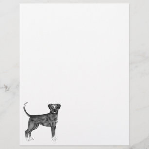 German Boxer Dog Illustration In Black And White Custom Letterhead
