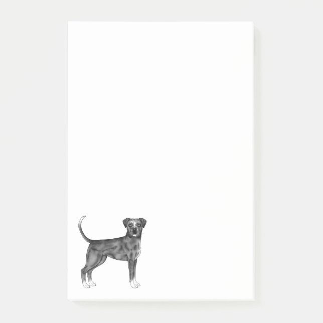 German Boxer Dog Illustration In Black And White Post-it Notes (Front)