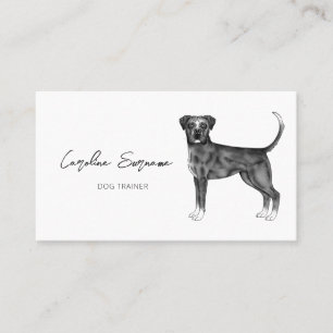 German Boxer Dog In Black And White & Custom Text Business Card