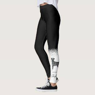 German Boxer Dog In Black And White & Custom Text Leggings