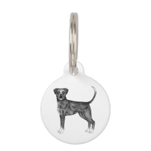 German Boxer Dog In Black And White & Custom Text Pet Tag