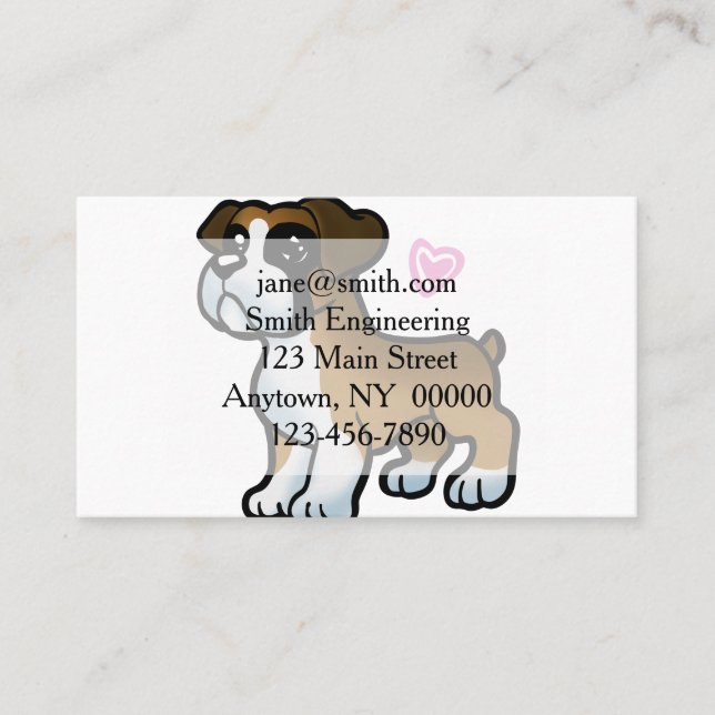 German boxer puppy cartoon  | choose back colour business card (Front)