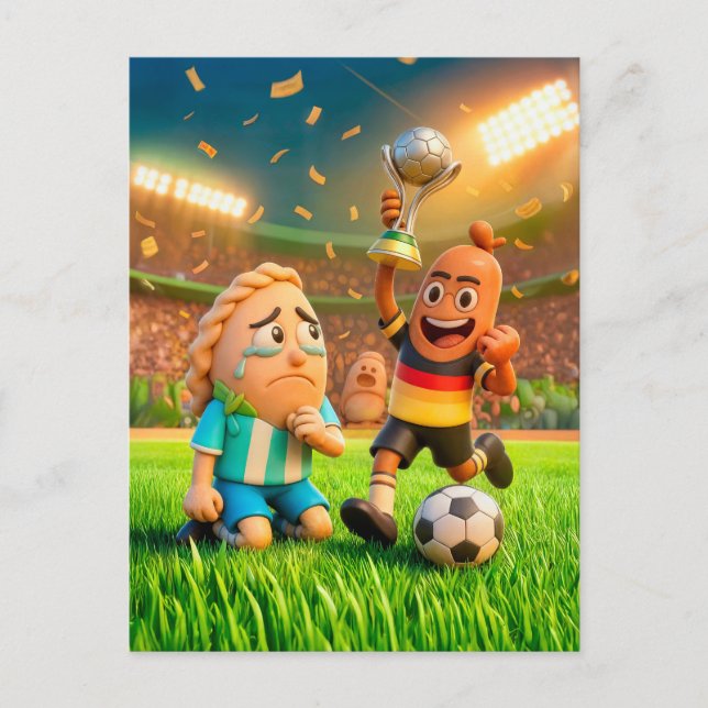 German bratwurst defeating Argentinian empanada so Postcard (Front)