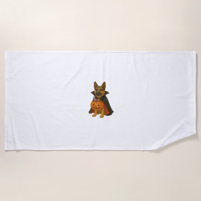 German Bulldog Halloween Dog in Vampire Costume wi Beach Towel (Front)