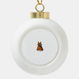 German Bulldog Halloween Dog in Vampire Costume wi Ceramic Ball Christmas Ornament