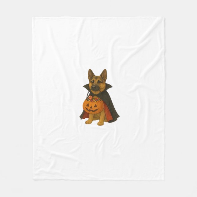 German Bulldog Halloween Dog in Vampire Costume wi Fleece Blanket (Front)